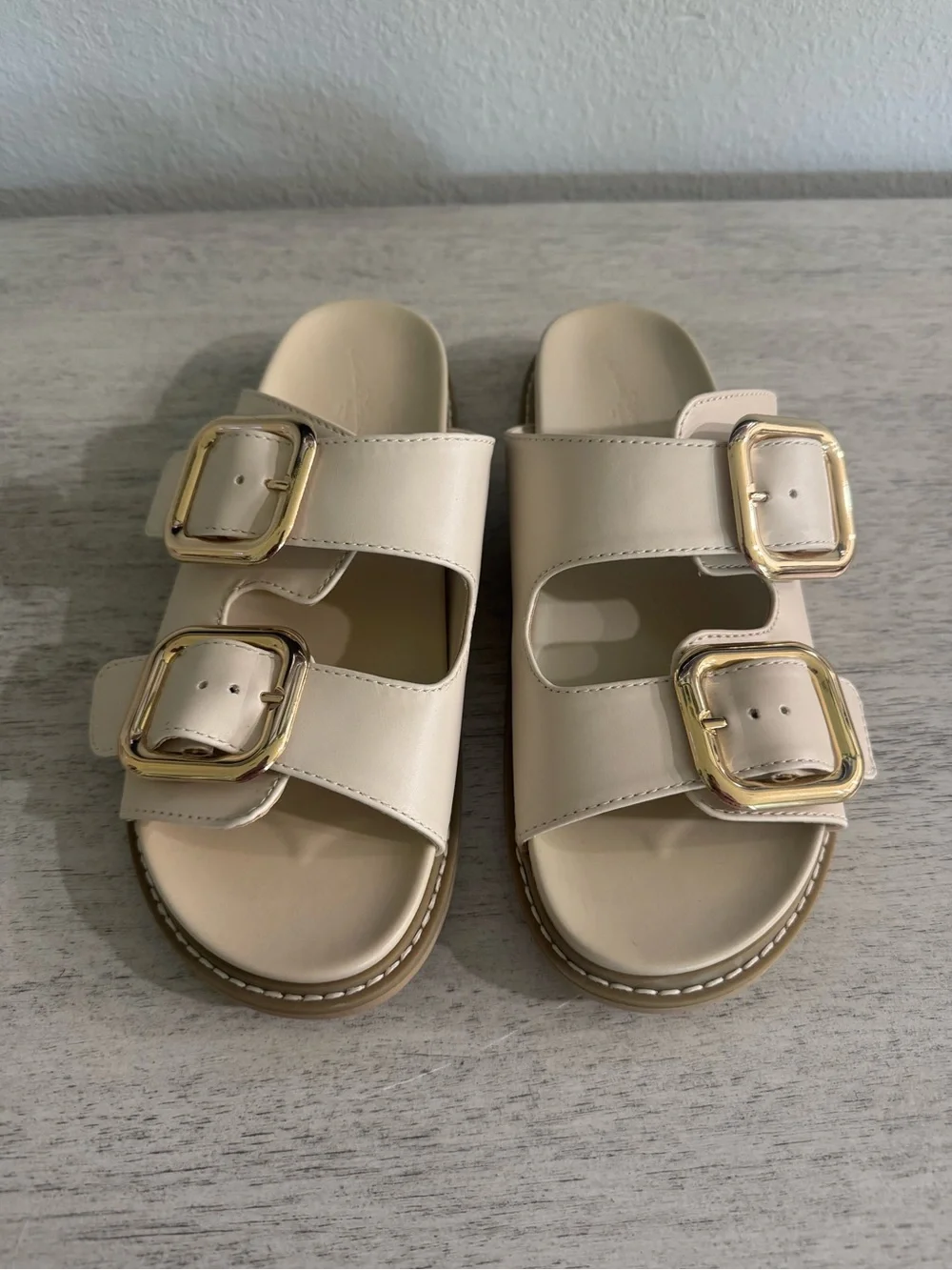 Women's Collin Bone Double Buckle Footbed Sandals - Universal Thread